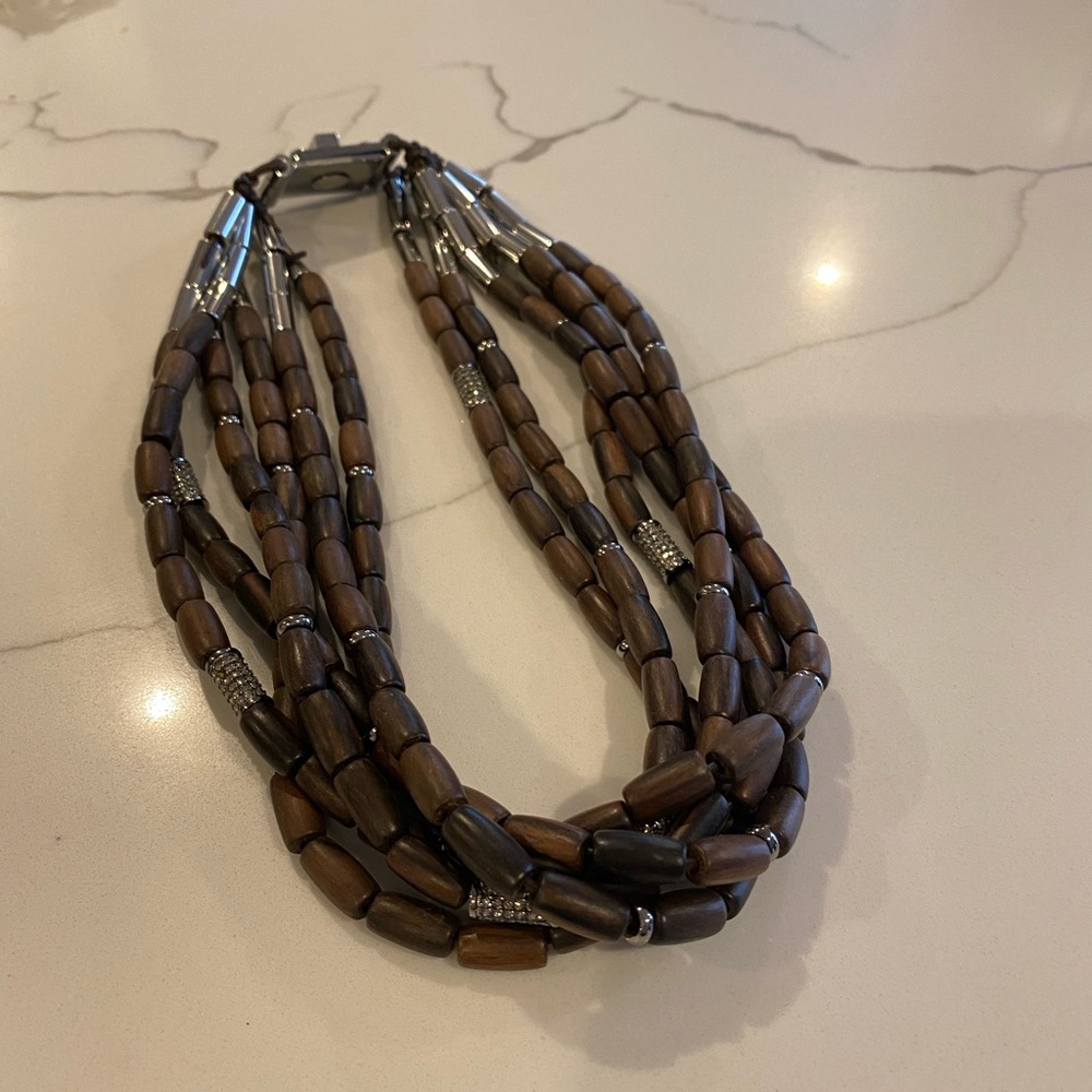 Michael Kors wood multi strand necklace